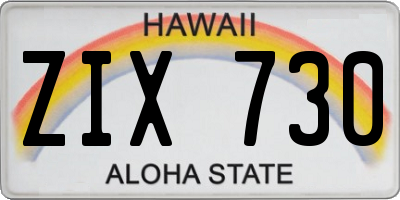 HI license plate ZIX730