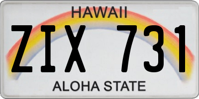 HI license plate ZIX731
