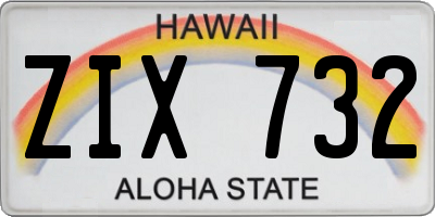 HI license plate ZIX732
