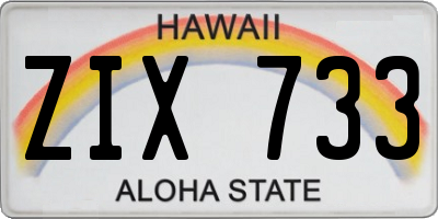 HI license plate ZIX733