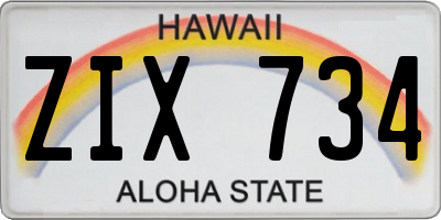 HI license plate ZIX734