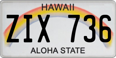 HI license plate ZIX736