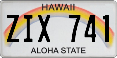 HI license plate ZIX741