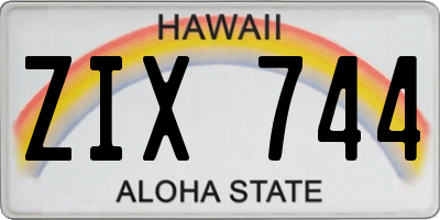 HI license plate ZIX744