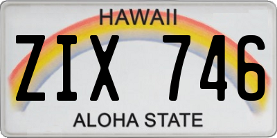 HI license plate ZIX746