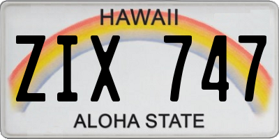 HI license plate ZIX747