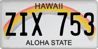 HI license plate ZIX753