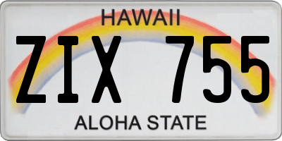 HI license plate ZIX755