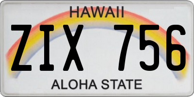 HI license plate ZIX756