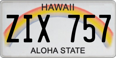 HI license plate ZIX757