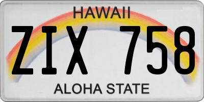 HI license plate ZIX758