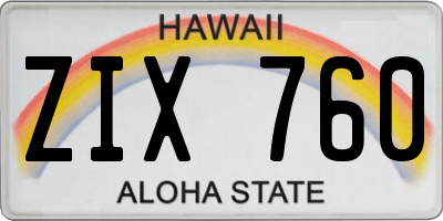 HI license plate ZIX760