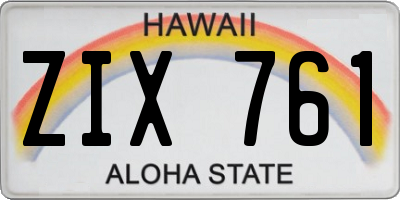 HI license plate ZIX761