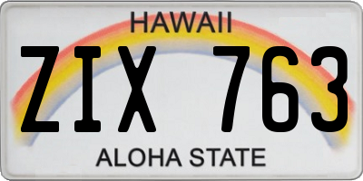 HI license plate ZIX763