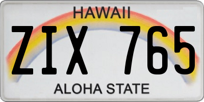 HI license plate ZIX765