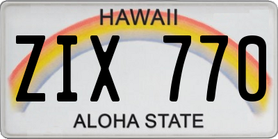 HI license plate ZIX770