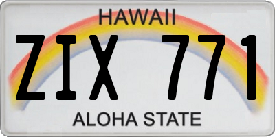 HI license plate ZIX771