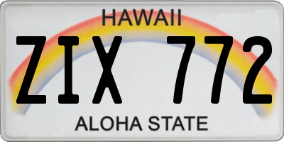 HI license plate ZIX772