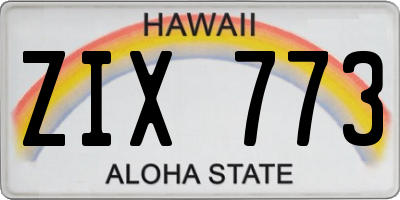 HI license plate ZIX773