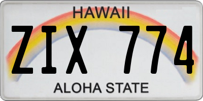 HI license plate ZIX774