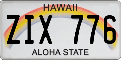HI license plate ZIX776