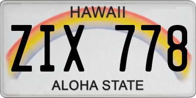 HI license plate ZIX778