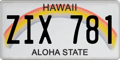 HI license plate ZIX781