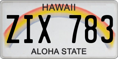 HI license plate ZIX783