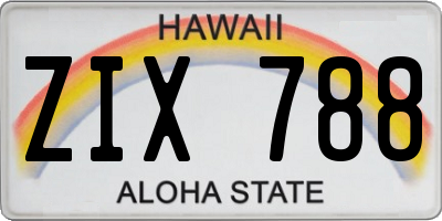 HI license plate ZIX788