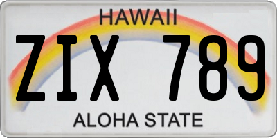 HI license plate ZIX789