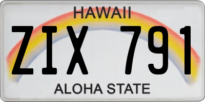 HI license plate ZIX791