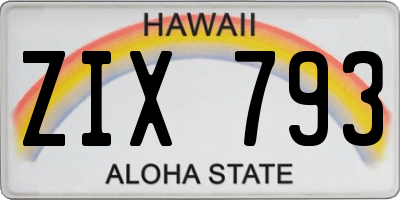 HI license plate ZIX793