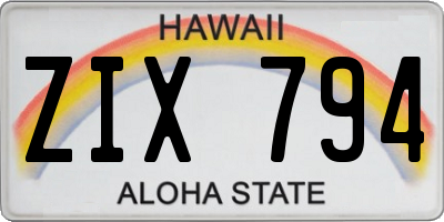 HI license plate ZIX794