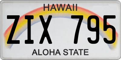HI license plate ZIX795