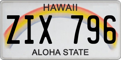 HI license plate ZIX796