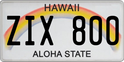 HI license plate ZIX800