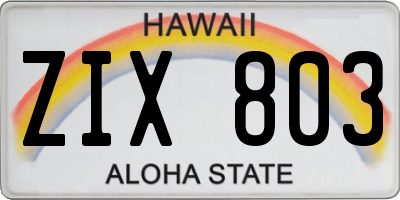 HI license plate ZIX803