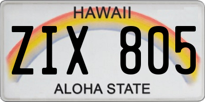HI license plate ZIX805