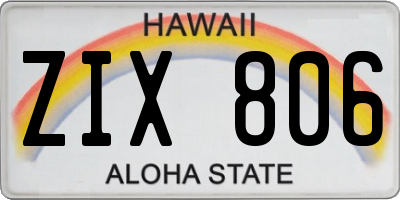 HI license plate ZIX806