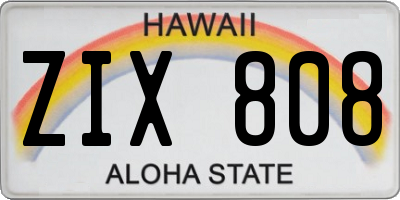 HI license plate ZIX808
