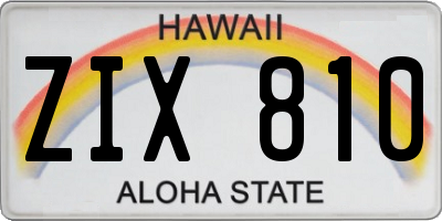 HI license plate ZIX810