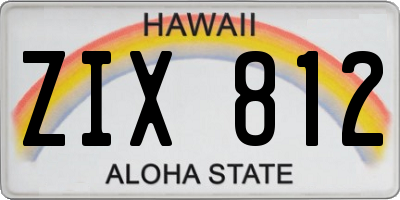 HI license plate ZIX812