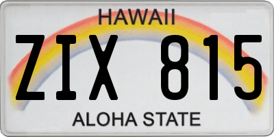 HI license plate ZIX815