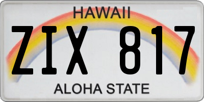 HI license plate ZIX817