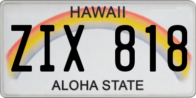 HI license plate ZIX818