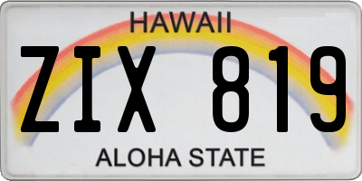 HI license plate ZIX819