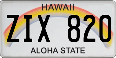 HI license plate ZIX820