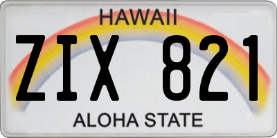 HI license plate ZIX821