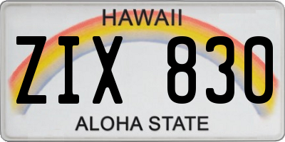 HI license plate ZIX830