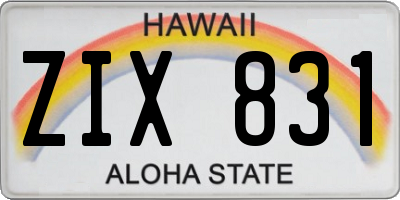 HI license plate ZIX831